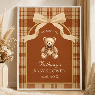 Klassieke Preppy Teddybeer Gestreepte Welkom Poster