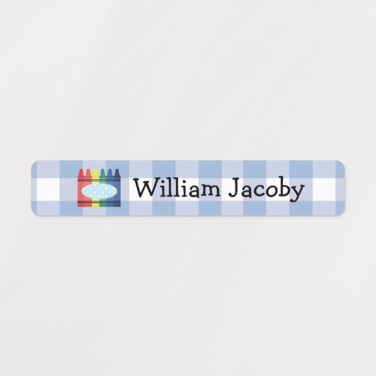 Klassieke primaire Crayon Blue Pset Name Labels (Design 2)