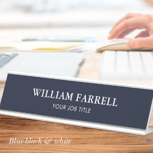 Klassieke Professionele Traditionele Blauw-Zwart W Bureau Naambordje