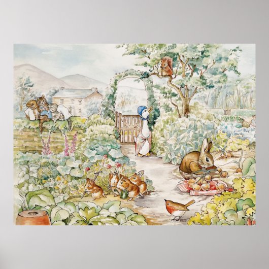 Klassieke Puddle Eend in moestuin Poster (Voorkant)