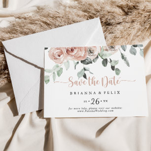 Klassieke puinroze horizontale bruiloft save the date