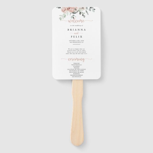 Klassieke puinroze roze roze bruiloft handwaaier (Voorkant)