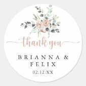 Klassieke puinroze roze roze dank je weddenschap ronde sticker (Voorkant)