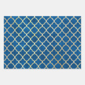 Klassieke Quatrefoil Rood Goud Groen Blauw Vakanti Inpakpapier Vel (Voorkant 3)