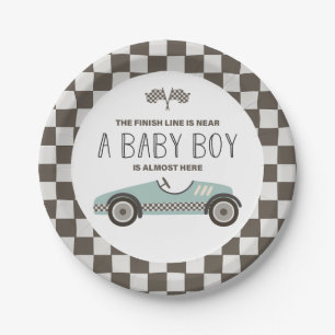 Klassieke raceauto baby shower papieren bordje