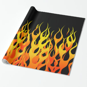 Klassieke raceflames op Solid Black Cadeaupapier