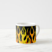 Klassieke raceflames op Solid Black Espresso Kop (Voorkant rechts)