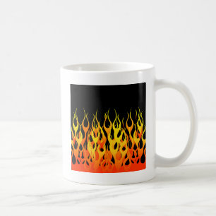 Klassieke raceflames op Solid Black Koffiemok