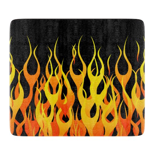 Klassieke raceflames op Solid Black Snijplank (Voorkant)