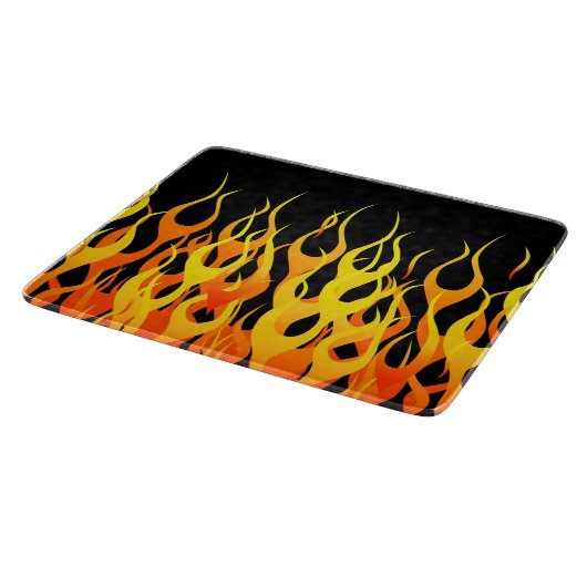 Klassieke raceflames op Solid Black Snijplank (Hoek)