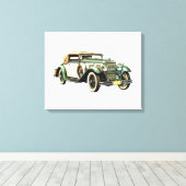  klassieke races, groene en cream-auto canvas afdruk (Insitu (Houten vloer))
