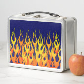 Klassieke Racing Flames Fire op Navy Blue (In situ)