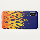 Klassieke Racing Flames Fire op Navy Blue Case-Mate iPhone Case (Achterkant (horizontaal))
