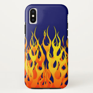 Klassieke Racing Flames Fire op Navy Blue iPhone X Hoesje