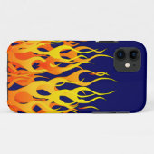 Klassieke Racing Flames Fire op Navy Blue Case-Mate iPhone Case (Achterkant (horizontaal))