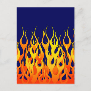 Klassieke Racing Flames Fire op Navy Blue Decor Briefkaart
