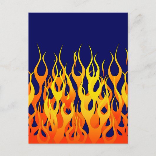 Klassieke Racing Flames Fire op Navy Blue Decor Briefkaart (Voorkant)