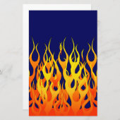 Klassieke Racing Flames Fire op Navy Blue Decor Briefpapier (Voorkant / Achterkant)