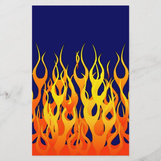 Klassieke Racing Flames Fire op Navy Blue Decor Briefpapier (Voorkant)