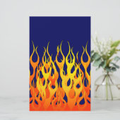 Klassieke Racing Flames Fire op Navy Blue Decor Briefpapier (Staand voorkant)