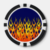 Klassieke Racing Flames Fire op Navy Blue Poker Chips (Voorkant)
