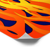 Klassieke Racing Flames Fire op Navy Blue Poster (Hoek)