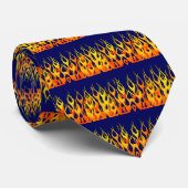 Klassieke Racing Flames Fire op Navy Blue Stropdas (Opgerold)