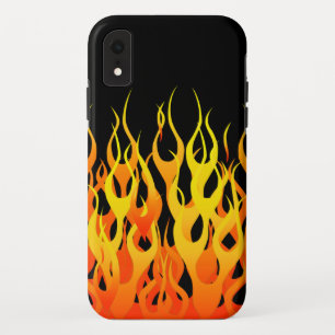 Klassieke Racing Flames Pin Stripes op Zwart iPhone XR Hoesje