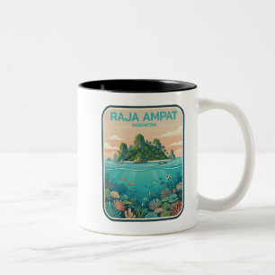 Klassieke Raja Ampat Indonesië Koraalrif Duik Kuns Tweekleurige Koffiemok