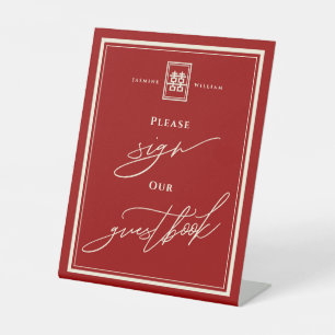 Klassieke Rechthoek Dubbel Geluk Teken Gastenboek Reclamebord Met Voetstuk