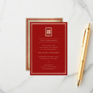 Klassieke Rechthoek Dubbele Geluk Thee Ceremonie Informatiekaartje