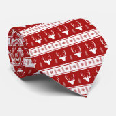 Klassieke Red White Reindester Snowflake Sweater S Stropdas (Opgerold)