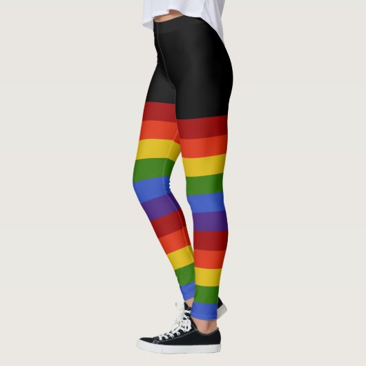 Klassieke regenboogstripes zwart leggings (Links)