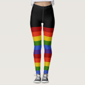 Klassieke regenboogstripes zwart leggings (Voorkant)