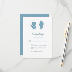 Klassieke Regency Blue Cameo Wedding RSVP Kaartje
