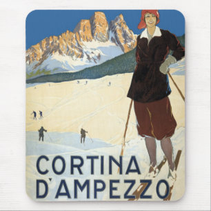 Klassieke reis Cortina d'Ampezzo, Italië Ski Alpen Muismat