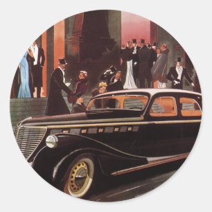Klassieke reis, elegante rek limousine auto ronde sticker