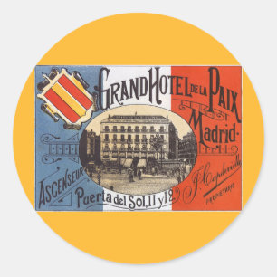 Klassieke reis, Grand Hotel Paix, Madrid, Spanje Ronde Sticker