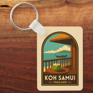 Klassieke Reis Koh Samui Eiland Thailand Retro Sleutelhanger