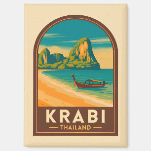 Klassieke Reis Krabi Thailand Railay Strand Retro Magneet