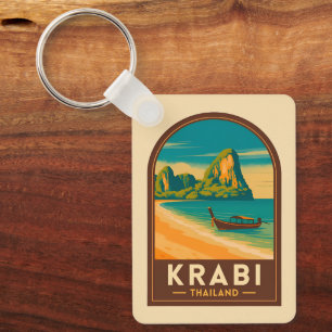 Klassieke Reis Krabi Thailand Railay Strand Retro Sleutelhanger
