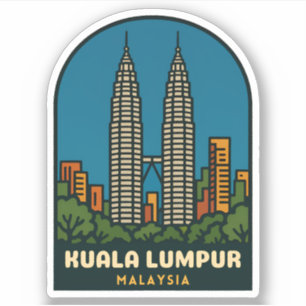 Klassieke Reis Kuala Lumpur Maleisië Retro Stijl Sticker
