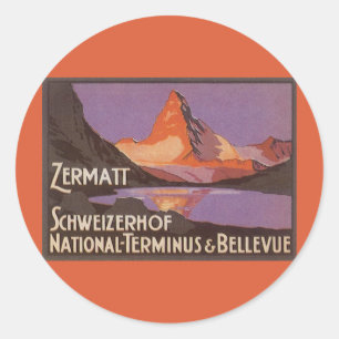 Klassieke reis, Matterhorn berg in Zwitserland Ronde Sticker
