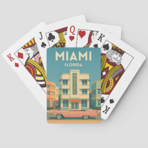 Klassieke Reis Miami Art Deco District Florida Pokerkaarten