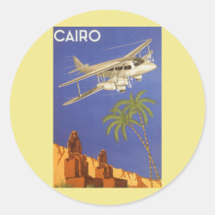Klassieke reis naar Caïro, Egypte, tweedekker vlie Ronde Sticker