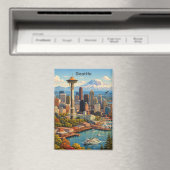 Klassieke reis Seattle Washington Skyline View Magneet (Insitu (Vaatwasser))