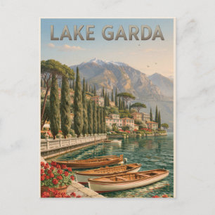 Klassieke reisafbeelding van het Gardameer in Ital Briefkaart