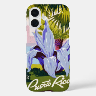 Klassieke Reiskunst Poster, Ontdek Puerto Rico! iPhone 16 Hoesje