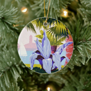 Klassieke Reisposter Kunst, Ontdek Puerto Rico! Keramisch Ornament