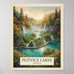 Klassieke Reisposter van Plitvice Meren Kroatië Poster